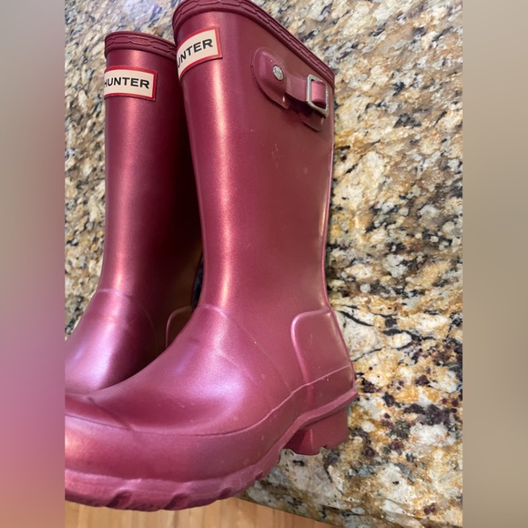 Hunter Metallic Fuchsia Youth Waterproof Boots Size 13B / 1G EU 31 - Picture 3 of 12